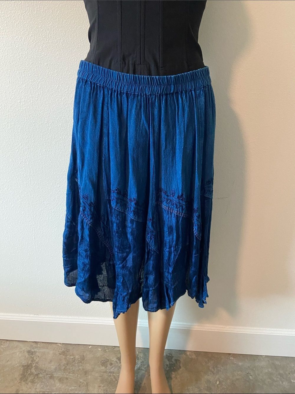 Studio West Royal Blue Boho Tiered Midi Skirt Sz M